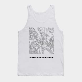 Map of Copenhagen, Denmark Minimalist Line Drawing Tank Top